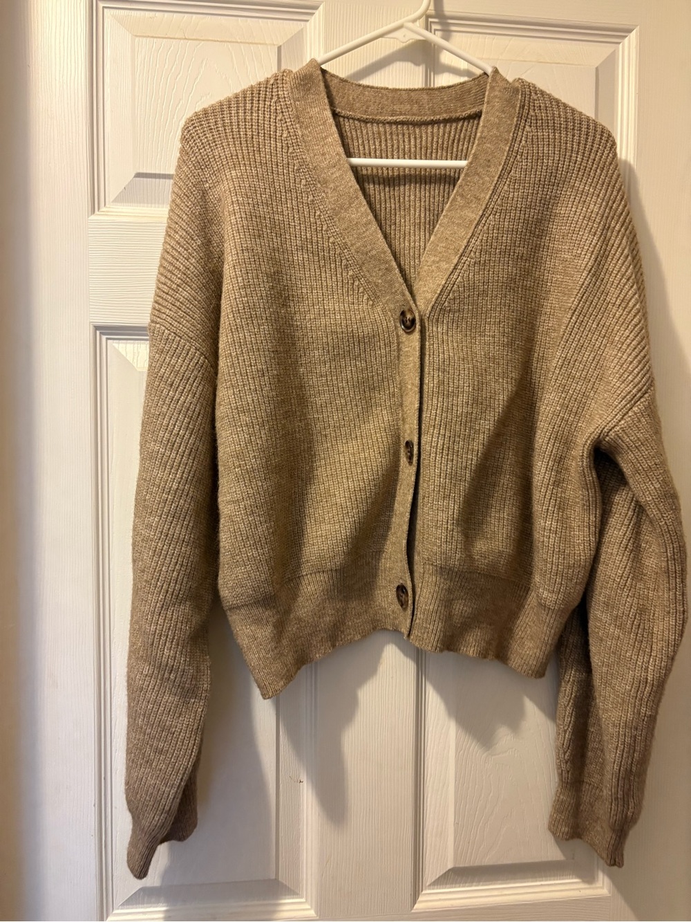 Cozy Neutral V-Neck Button Cardigan Sweater - Taupe